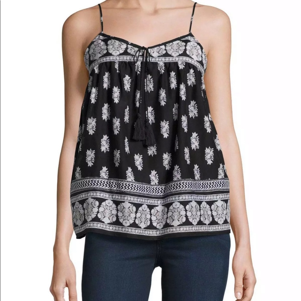 JOIE Chatham Cotton Silk Camisole Blouse Tassel